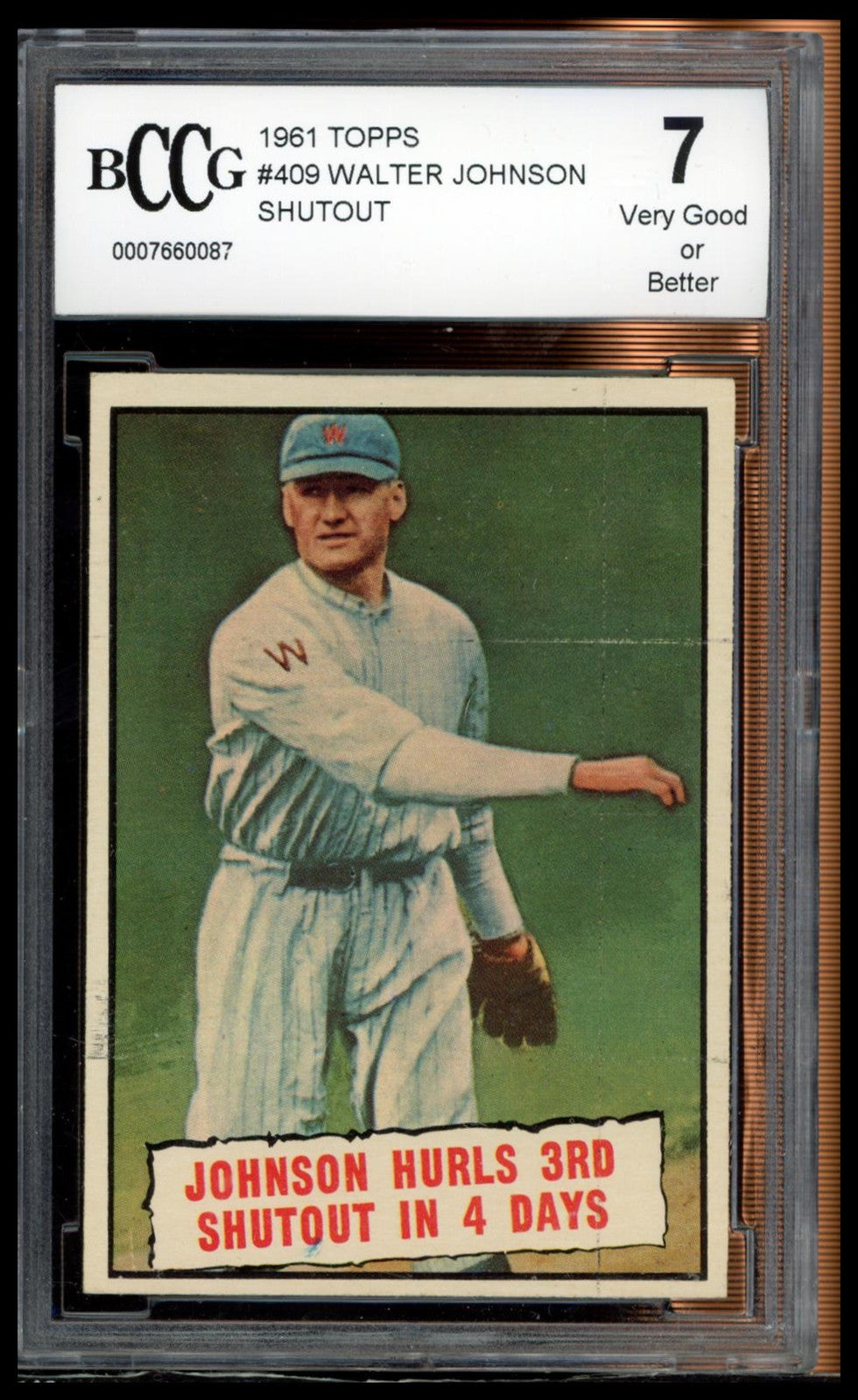 1961 Topps #409 Johnson Hurls 3rd Shutout in 4 Days BCCG 7