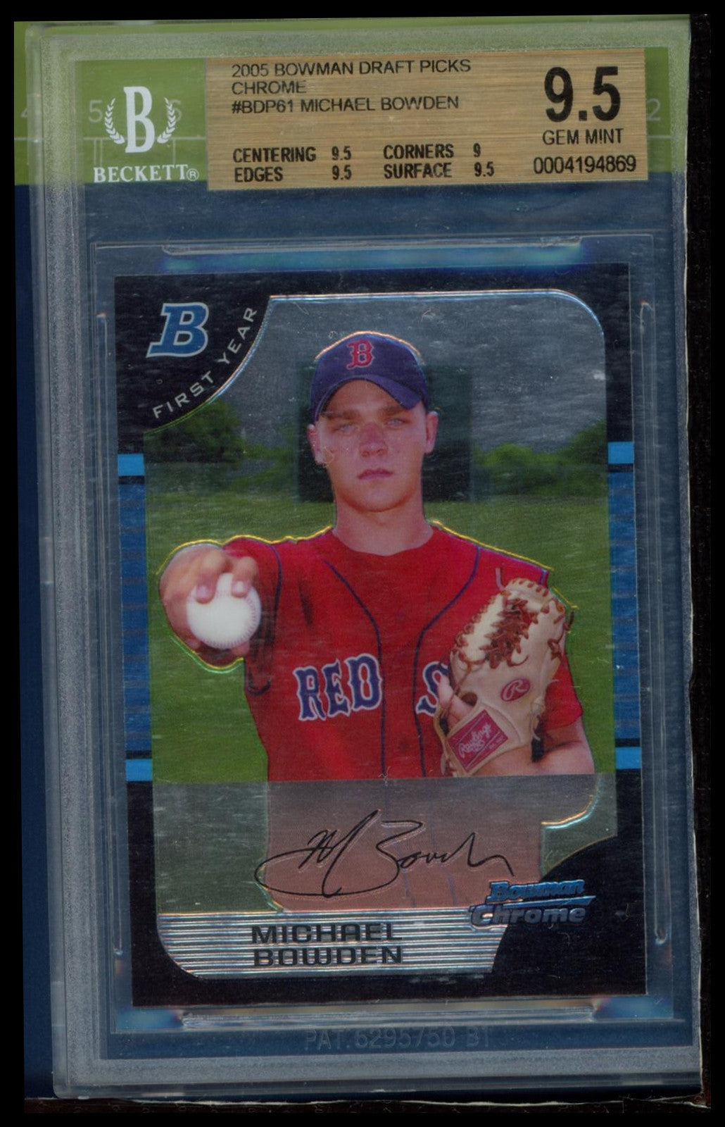 2005 Bowman Draft Picks & Prospects #BDP61 Michael Bowden Chrome BGS 9