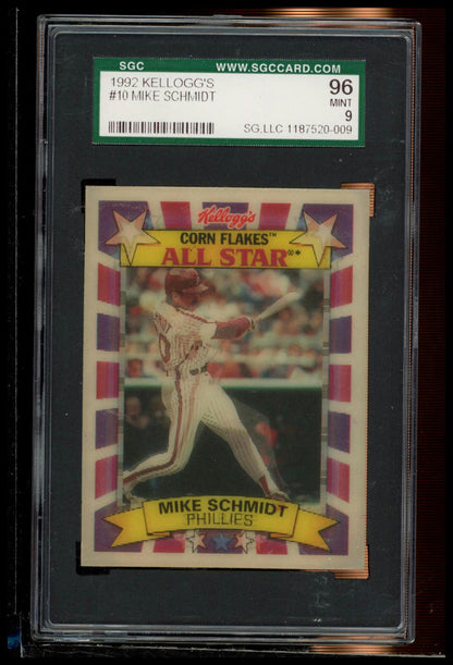 1992 Kellogg's Frosted Flakes All Stars #NNO Mike Schmidt SGC 8