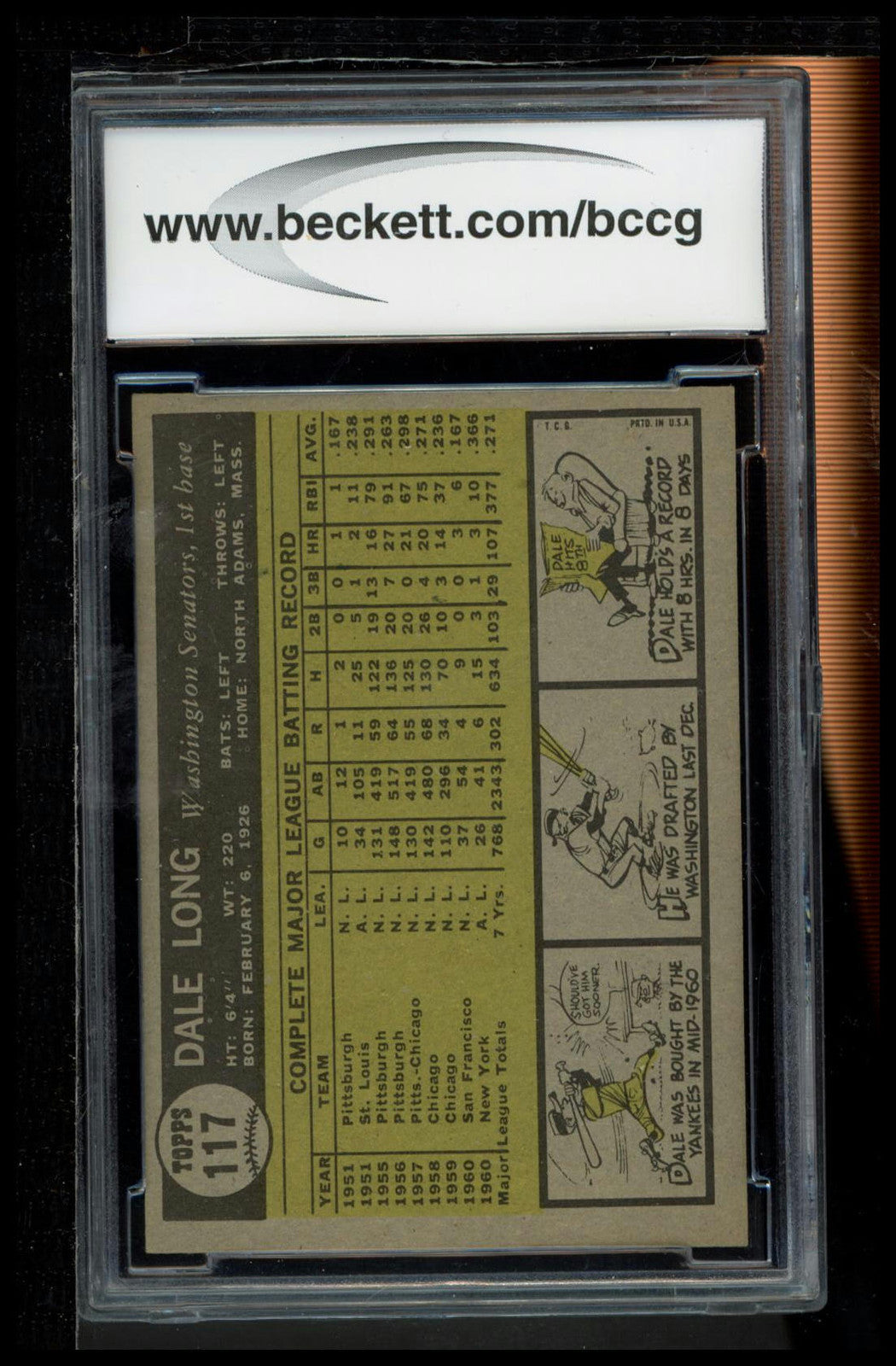 1961 Topps #117 Dale Long BCCG 9