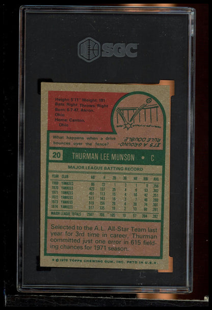 1975 Topps #20 Thurman Munson SGC 4.5