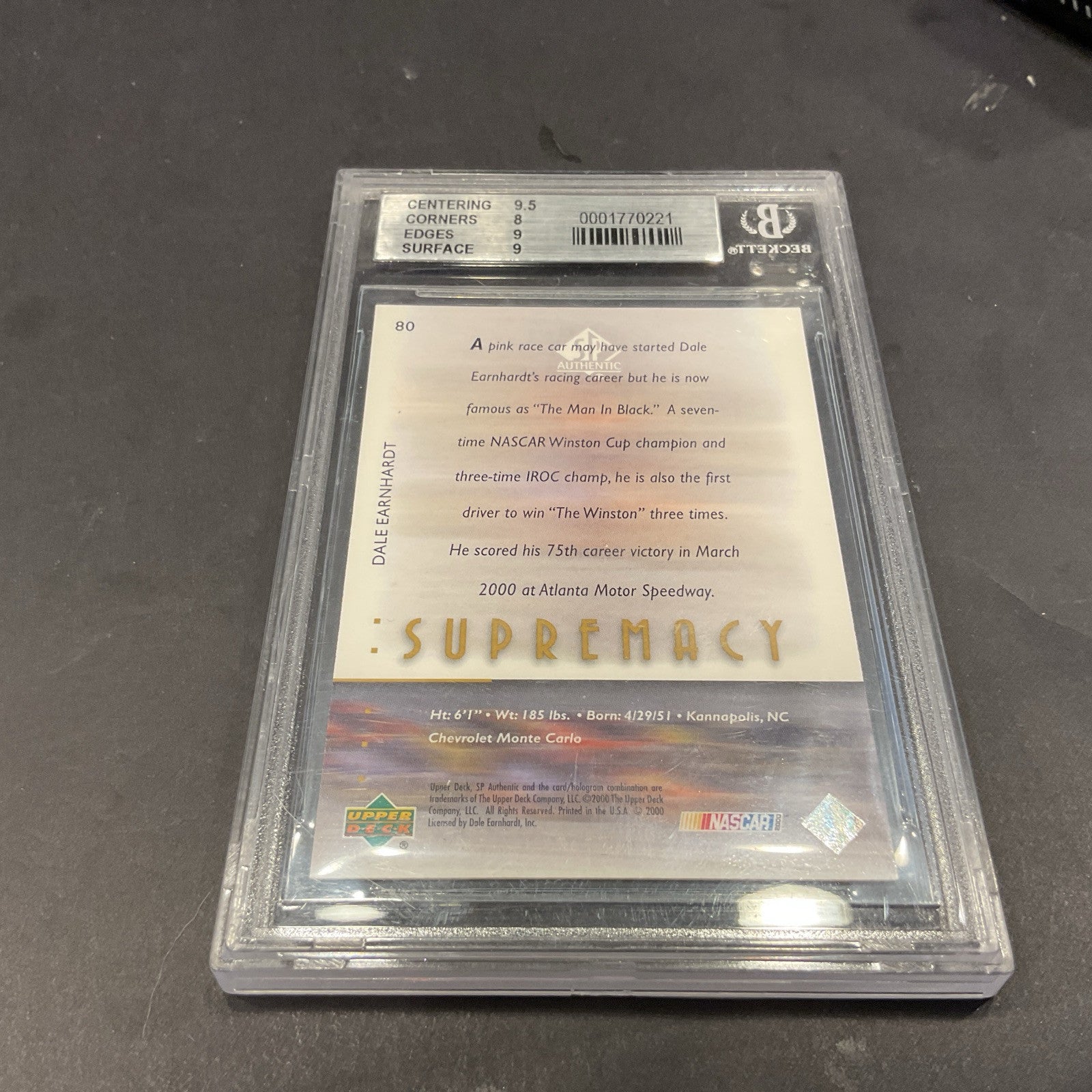 2000 SP authentic #80 Dale Earnhardt Beckett 8.5￼